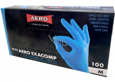 Aero Exacomp Rukavice hygienické jednorázové nitrilové antialergénne nepúdrované, veľkosť M, box 100 kusov modré