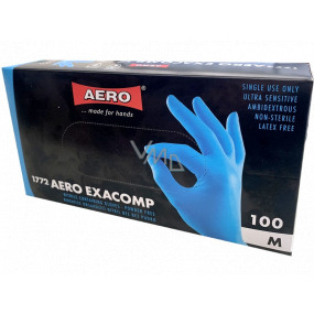 Aero Exacomp Rukavice hygienické jednorázové nitrilové antialergénne nepúdrované, veľkosť M, box 100 kusov modré
