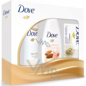 Dove Silk dezodorant sprej 150 ml + sprchový gél 250 ml + krémová tableta 100 g, kozmetická sada