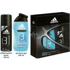 Adidas Action 3 Fresh antiperspirant deodorant sprej pre mužov 150 ml + sprchový gél 250 ml, darčeková sada