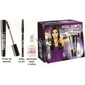Miss Sporty Pump Up riasenka + ceruzka na oči + spevňujúci lak na nechty, kozmetická sada