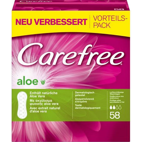 Carefree Aloe Vera priedušné slipové intímne vložky 58 kusov