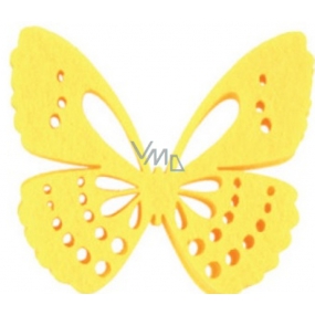 Motýľ z filcu žltý dekorácie 6 cm